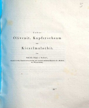 Über Olivenit, Kupferschaum und Kieselmalachit