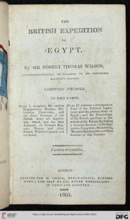 The British expedition to Egypt : carefully abridged in two parts