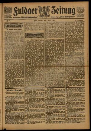 Erste Ausgabe vom Samstag, den 09. April 1904.