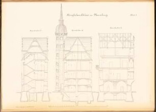Schloss Merseburg: 3 Querschnitte 1:100