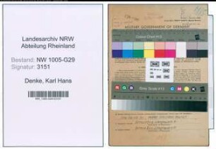 Entnazifizierung Karl Hans Denke , geb. 27.03.1920 (Bahninspektor)