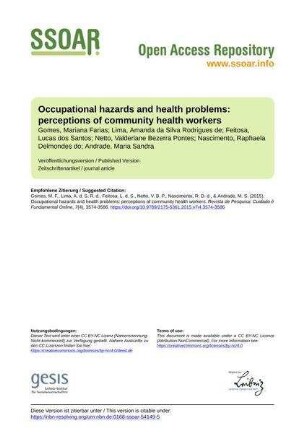 Occupational hazards and health problems: perceptions of community health workers