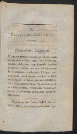 IV. Zerstreute Gedanken.
