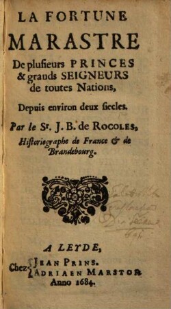 La fortune marastre de plusieurs Princes et grands seigneurs de toutes nations