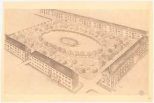 Stadtplatz: Perspektivische Ansicht (Vogelschau)