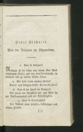 Erster Abschnitt. Von der Religion im Allgemeinen.