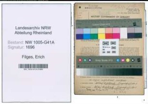 Entnazifizierung Erich Filges , geb. 31.12.1918 (Bahnpolizist)