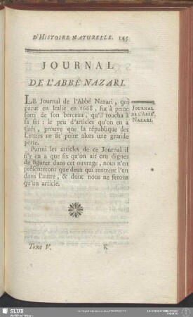 Journal De L'Abbé Nazari