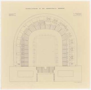 Fußballstadion in der Kongresshalle, Nürnberg: Grundriss 2.OG und 3.OG (Oberring 1 und 2), ca. 1:625