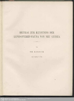 Beitrag Zur Kenntniss Der Lepidopteren-Fauna Von Neu Guinea