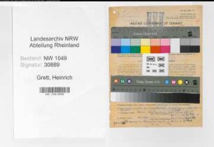 Entnazifizierung Heinrich Grett , geb. 23.04.1904 (Ingenieur)