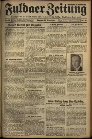 Erste Ausgabe vom Sonntag, den 26. März 1933.