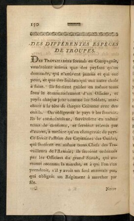 150-176, Des différentes Espéces de Troupes.