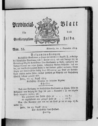 Num. 35, Ausgabe vom 1. September 1819