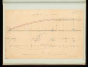 Gewölbte Decke über einem Treppenhaus mit Oberlicht Monatskonkurrenz Juni 1862: Grundriss eines Trägers, Längsschnitt, Details; 1:12, Maßstabsleiste