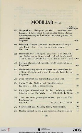 Mobiliar etc. (Nr. 233-268)
