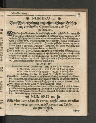 Numero 10. Wie Motus medius & verus, auch Locus medius & verus oder apparens, auch Revolutio und Triplicitas zuverstehen.