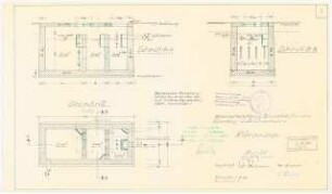 Haus und Garten Prof. Siegfried Schwarz in Pinswang, Rimsting: Abwasserbeseitigung Kläranlage. Grundriss, Schnitte 1:25