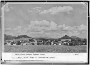 Ausblick vom Wolfsberg auf Reinhardtsdorf-Schöna mit Kaiserkrone und Zirkelstein