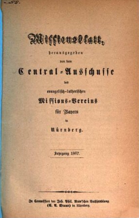 Missionsblatt. 1867