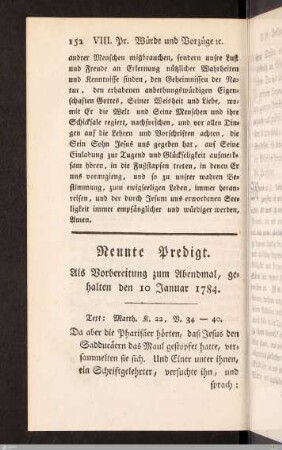 IX. Predigt: Beschaffenheit der Liebe zu Gott.