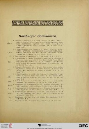 Hamburger Goldmünzen (Nr. 1-44)