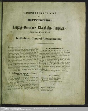 15.1848: Geschäftsbericht des Directorium der Leipzig-Dresdner Eisenbahn-Compagnie : über das Jahr ...