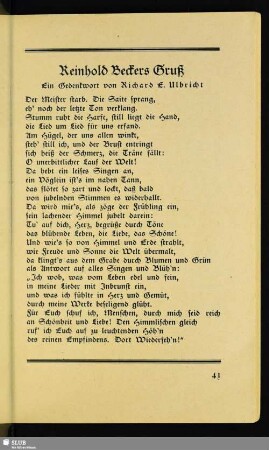 Reinhold Beckers Gruß : Ein Gedenkwort