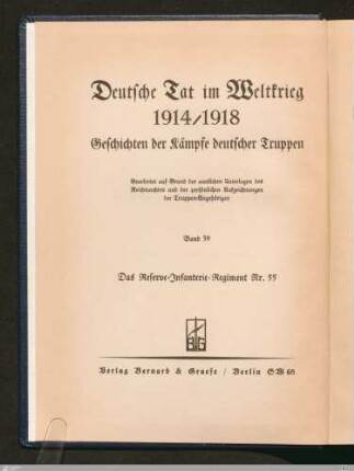 Titelblatt der Reihe - Deutsche Tat im Weltkrieg 1914/1918
