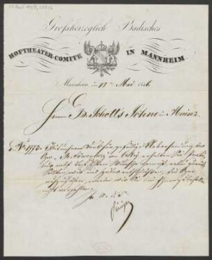 Brief an B. Schott's Söhne : 18.05.1846