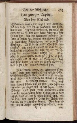 Das zweyte Capitel. Von dem Rindvieh.