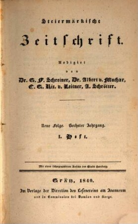 Steiermärkische Zeitschrift. 6. 1840