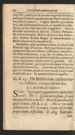 C. A. 15. De Bibliorum obscuritate, lectione, interpretatione &c.