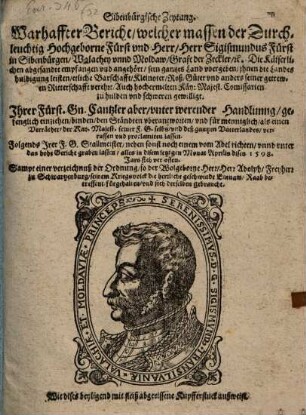 Siebenbürgische Zeitung wlcher massen ... Sigismundus .. die Kais. abgesandte empfangen