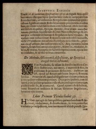 De Methodo, OEconomia, dispositione, & Synoptica Exegesi Codicis Iustinianei.