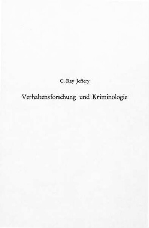 Verhaltensforschung und Kriminologie