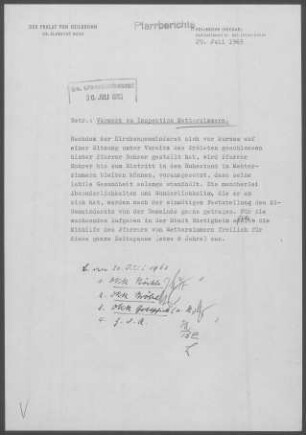 Metternzimmern: Inspektionsbericht 1963