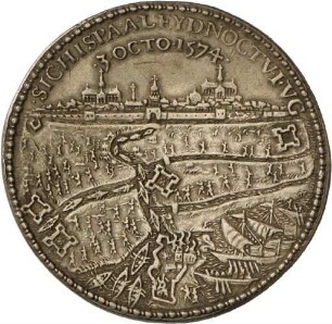 Medaille auf den Entsatz der Stadt Leyden von der Belagerung durch spanische Truppen am 3. Oktober 1574