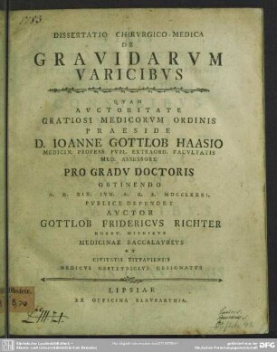 Dissertatio Chirurgico-Medica De Gravidarum Varicibus