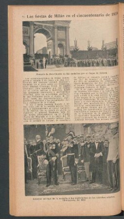 Las fiestas de Milán en el cincuentenario de 1859