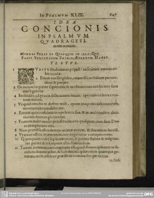 Idea Concionis In Psalmum Quadragesimum nonum