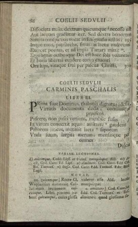 Coellii Sedulii Carminis Paschalis Liber III.