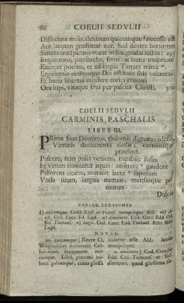 Coellii Sedulii Carminis Paschalis Liber III.