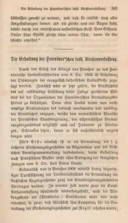 303-307 Die Erhaltung der Hannöver'schen luth. Kirchenverfassung