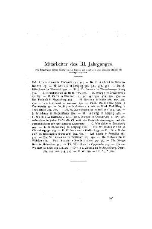 Mitarbeiter des III. Jahrganges