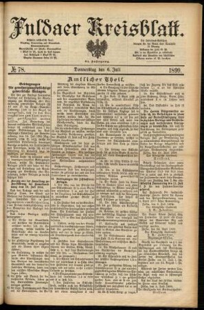 Erste Ausgabe vom Donnerstag, den 06. Juli 1899.