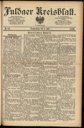 Erste Ausgabe vom Donnerstag, den 06. Juli 1899.