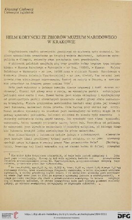 Hełm koryncki ze zbiorów Muzeum Narodowego w Krakowie