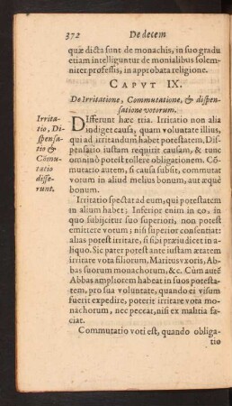 Capvt IX. De Irritatione, Commutatione, [et] dispensatione votorum.