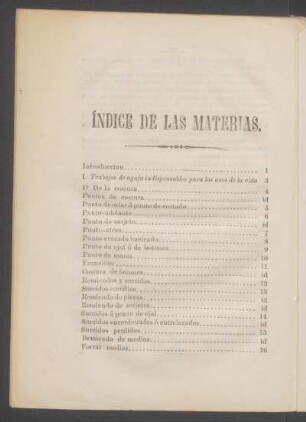 Índice de las materias.